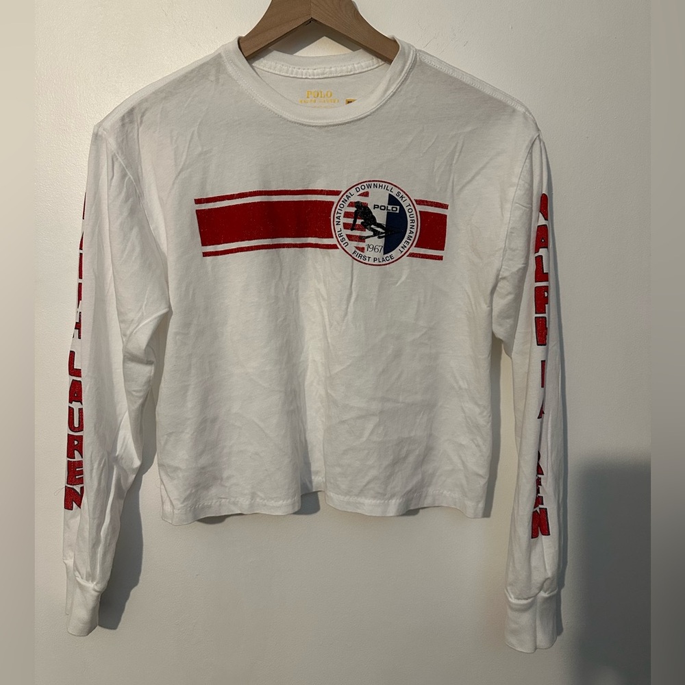 Polo by Ralph Lauren Crop Top Long Sleeve Shirt Size Small